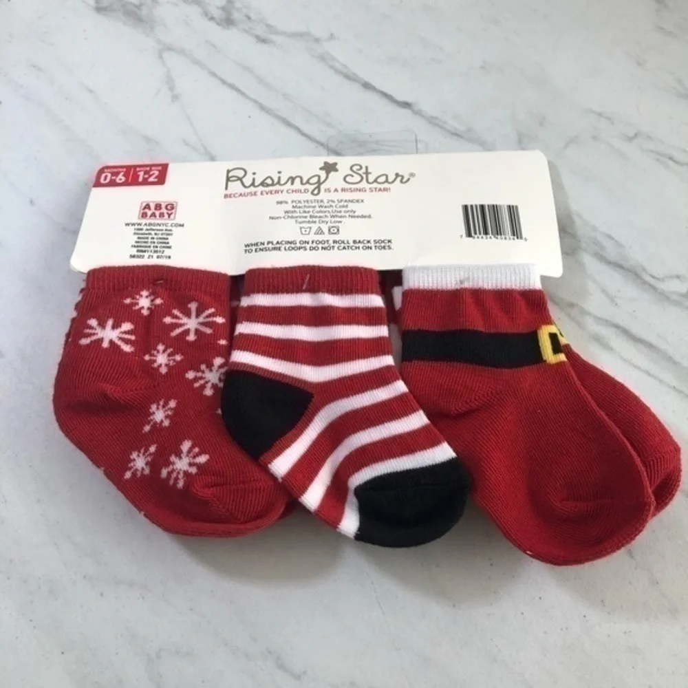 Rising Stars Christmas Socks 6 Pairs Baby Socks